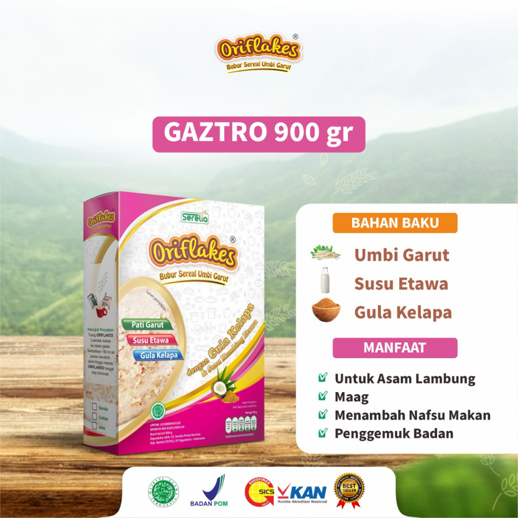 

Oriflakes Gastro 900 Gr Sereal Umbi Garut Solusi Asam Lambung Maag Dan Gerd Kronis