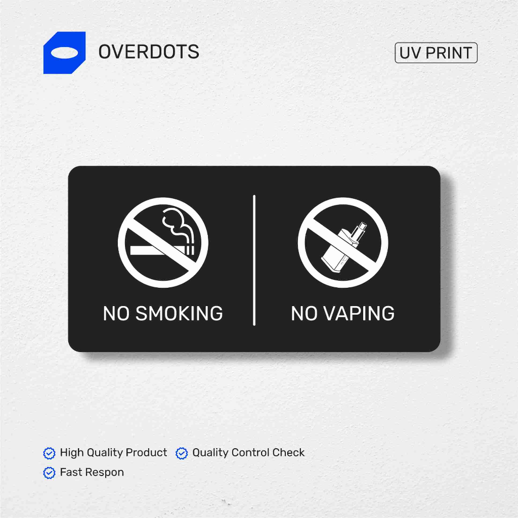 

No Smoking No Vaping Sign Board Akrilik Print Signage Acrylic Petunjuk | Custom Akrilik Print UV