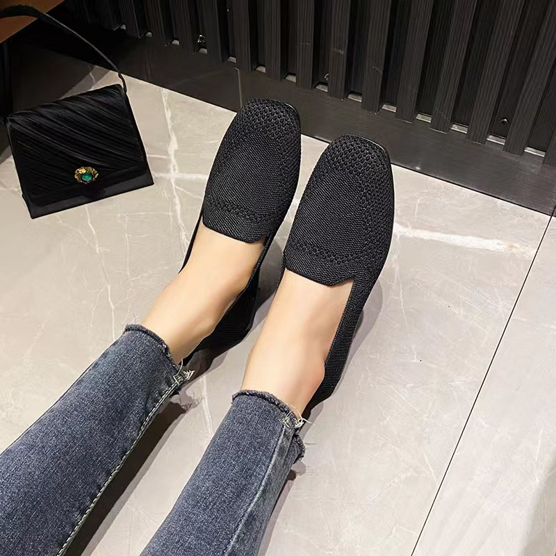 Sepatu wanita import flat shoes casual slip on anti licin sol hitam + BOX 150