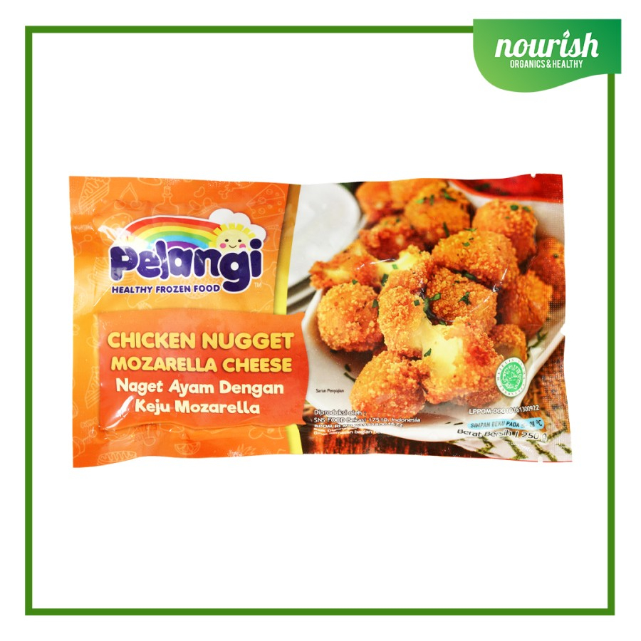 

Pelangi Chicken Nugget Mozarella Cheese Non GMO, HALAL, BPOM 250gr-JktBar