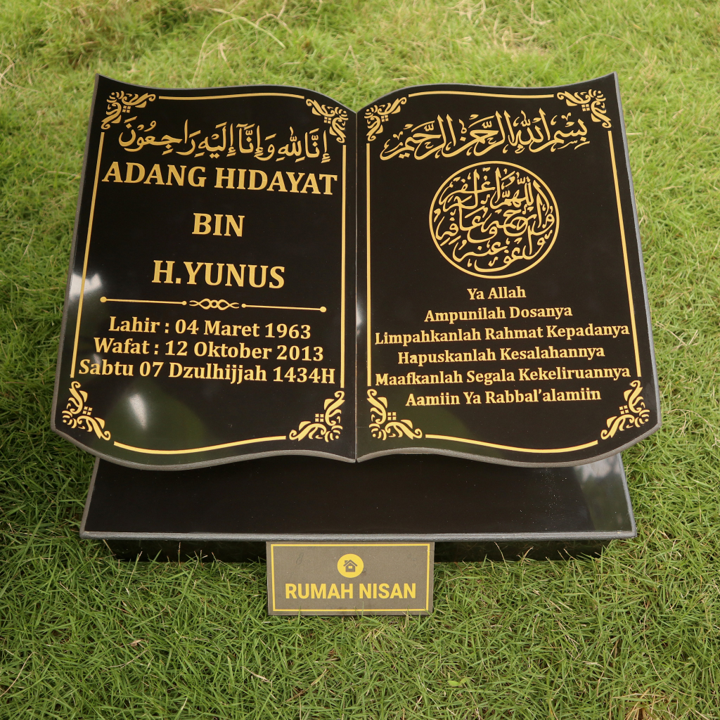 BATU NISAN TUGU MAKAM MODEL BUKU 40X30 CM