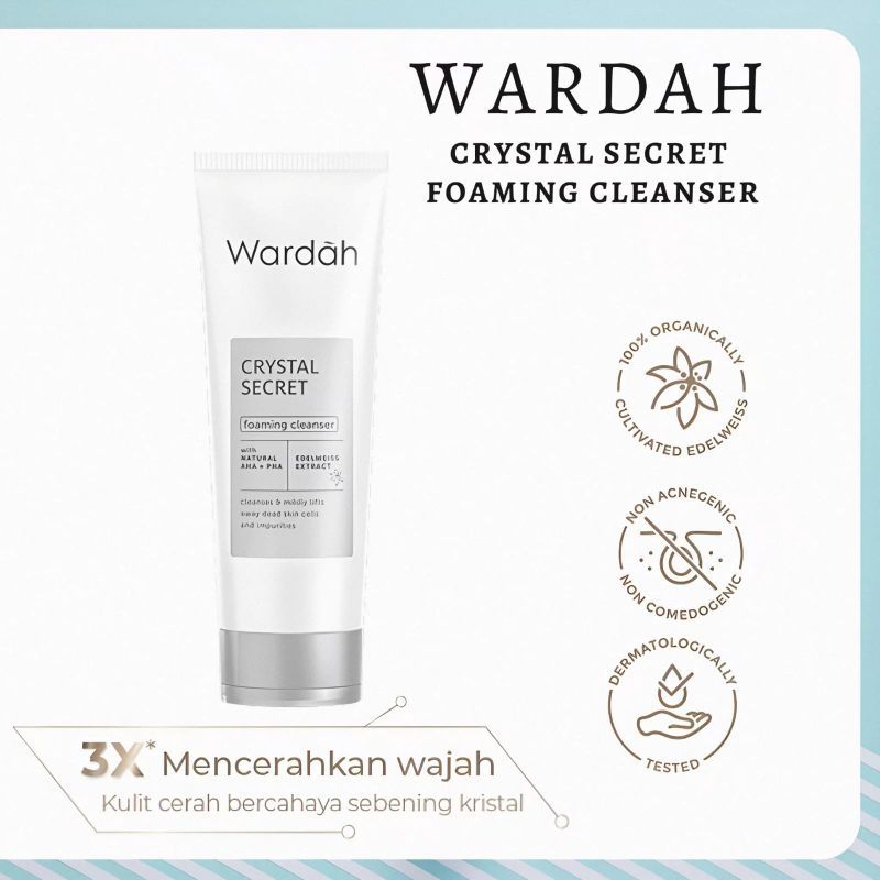 Wardah Crystal Secret Foaming Cleanser With Natural AHA+PHA 100 ml - Sabun Cuci Muka Wardah