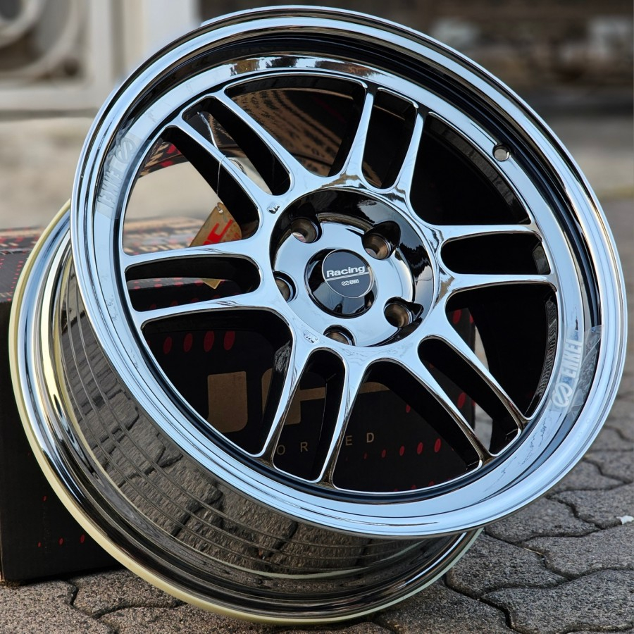 Velg Mobil RPF1 Black Chrome R18 Lebar 9.5 ET 25 pcd 5x114 FlowForming