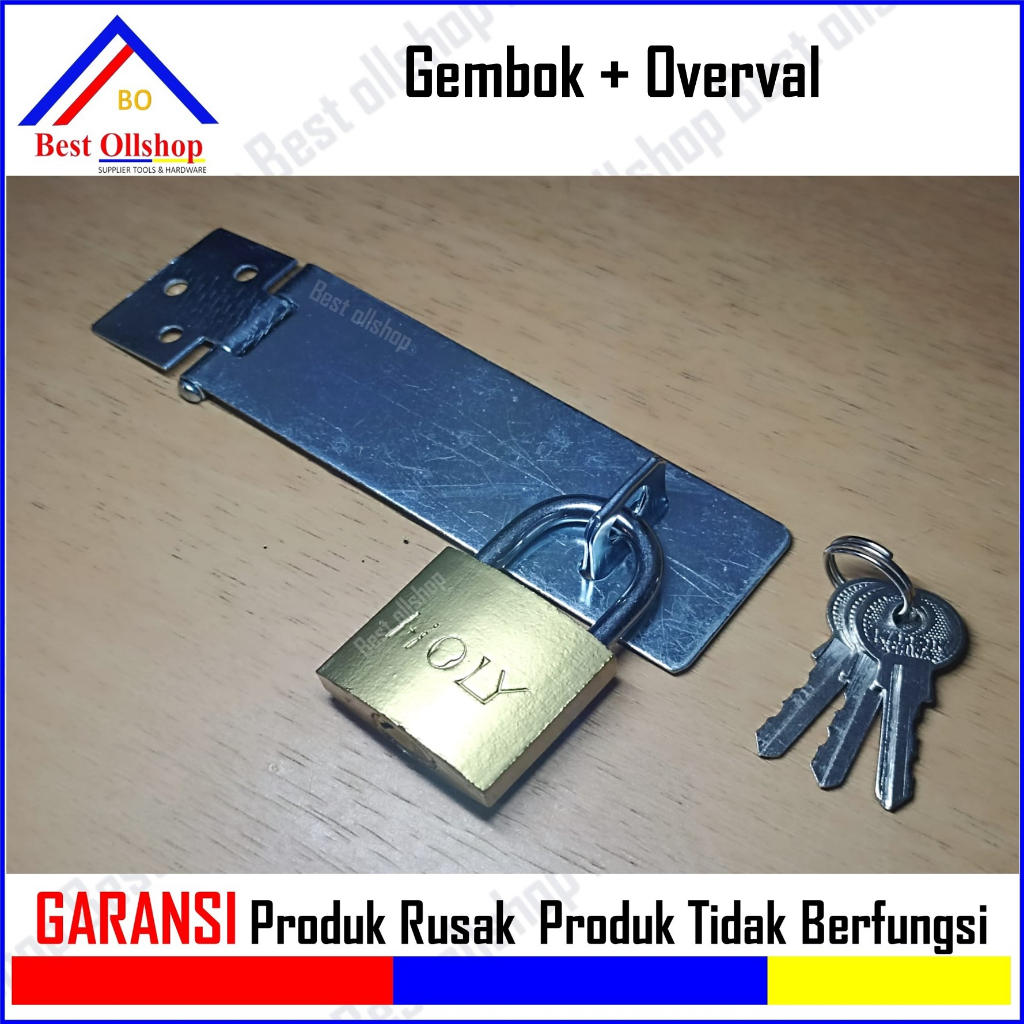 PAKET Overval 4 Inch+ Gembok 32mm Siap Pakai / Cantolan Gembok / Overpal Gembok Murah