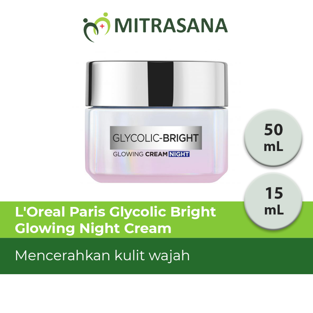 L'Oreal Paris Glycolic Bright Glowing Night Cream - 50ml Skin Brightening Krim Malam Glyco Loreal