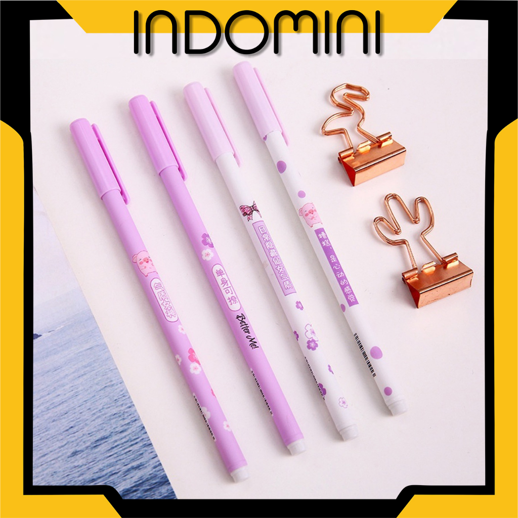 

INDOMINI Pulpen Gel Motif Ungu / Pulpen Korea Pelajar & Kantor / Pulpen Aesthetic / Pena Gel Lucu Import S062