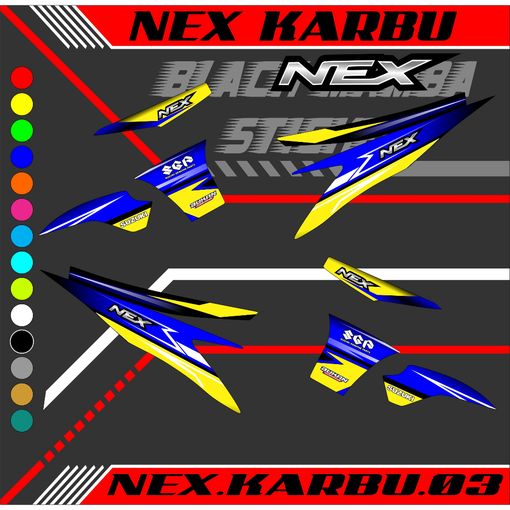 STRIPING STICKER NEX KARBU STIKER NEX KARBU STICKER LIS LIST SUZUKI NEX KARBU CODE 03