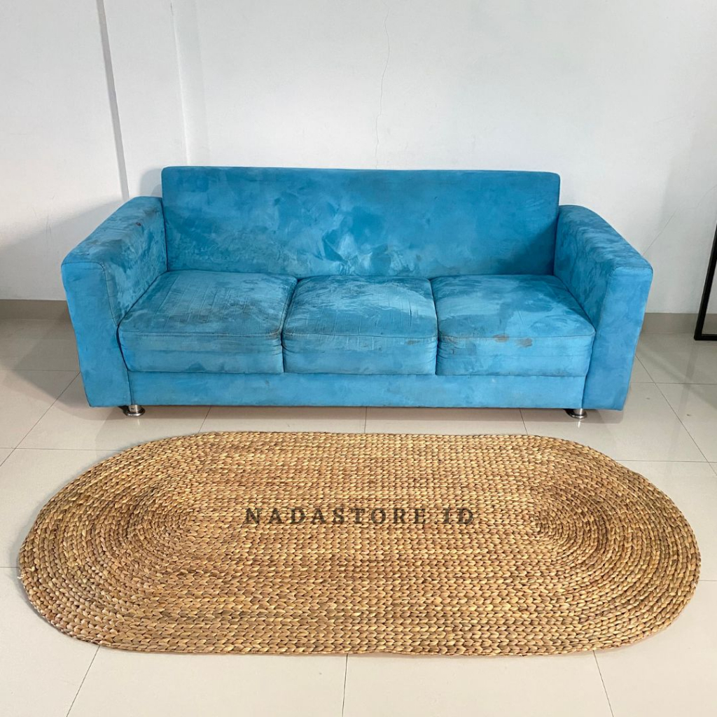 Tikar / Karpet / Rug Anyaman Enceng Gondok / Karpet Oval Natural Enceng Gondok