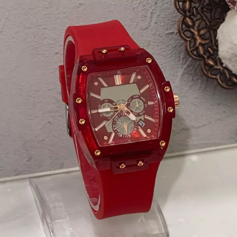 (Cod)Jam Tangan Wanita RMM Crono 3 Varisi Tanggal Strap Karet/Rubber(Dikirim Jakarta)