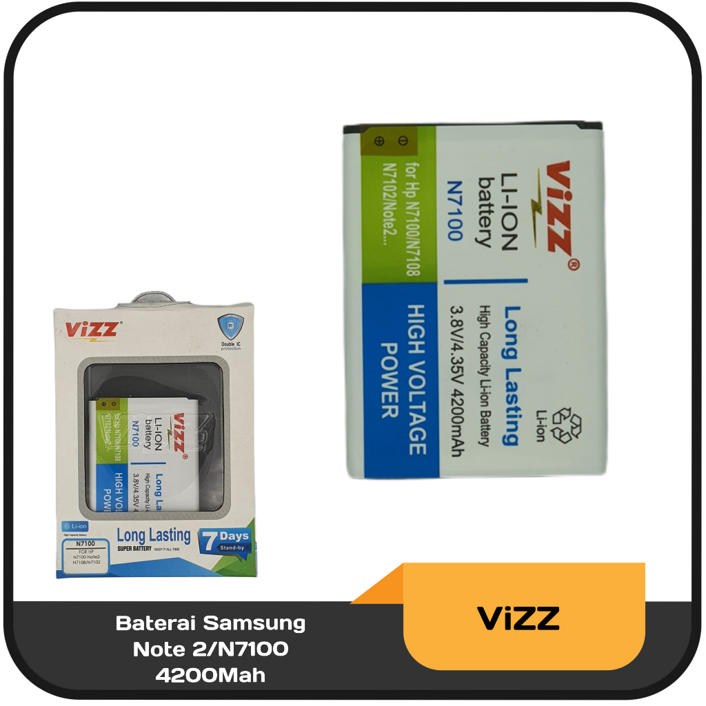 Baterai Vizz Samsung N7100/Note 2