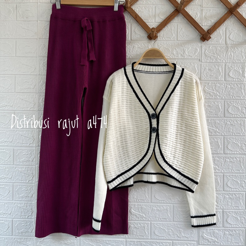 ONESET CARDY RAJUT SONIA SETELAN CELANA KULOT RAJUT WANITA