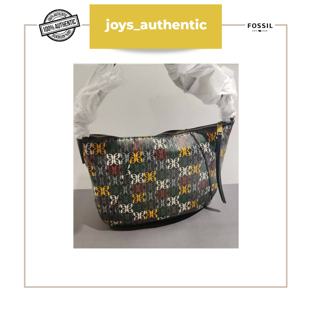 Tas Wanita Fossil Skylar Shoulder Crossbody Hitam Black Multi Woman Bag Authentic Original