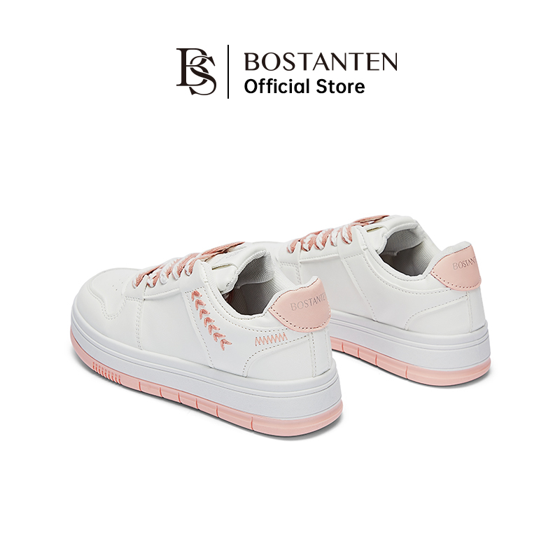 【New Arrival】BOSTANTEN Sepatu Sneakers Wanita Warna Putih Shoes Kasual Gaya Korea Klasik Putih Pink 36-40