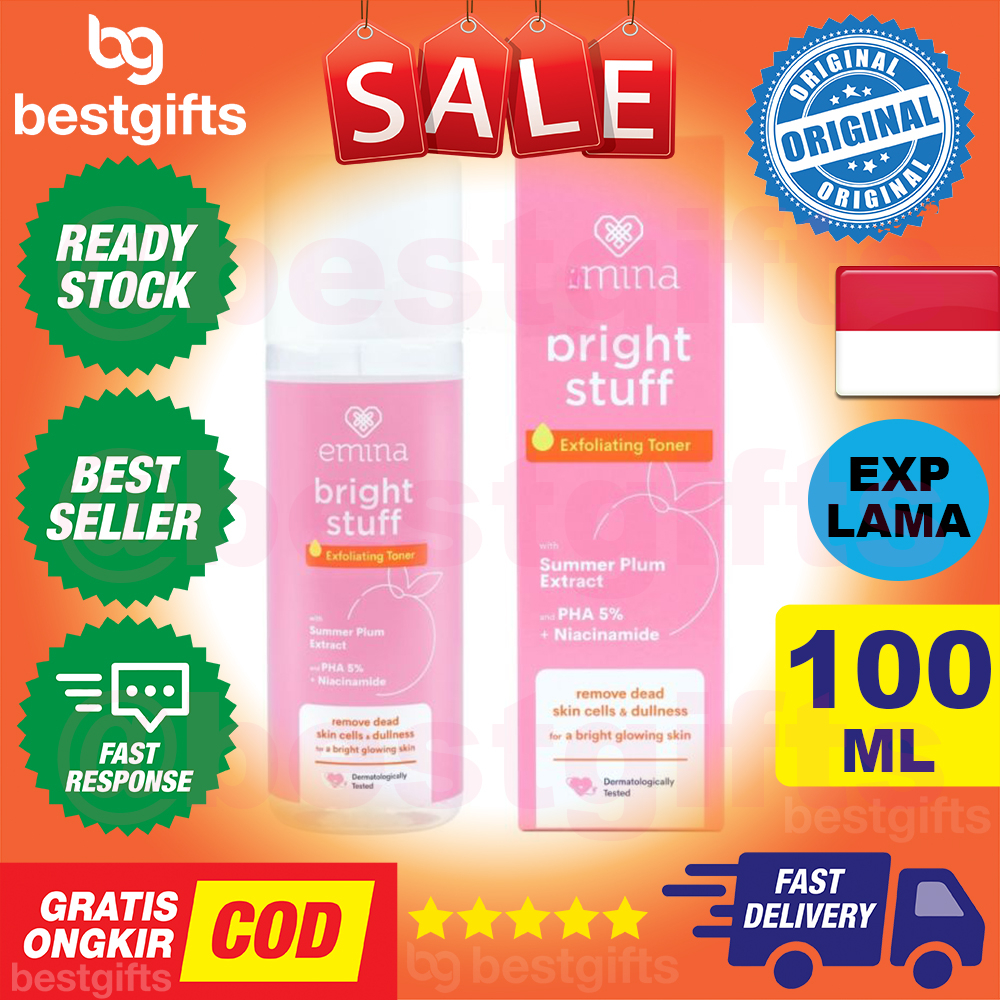 EMINA BRIGHT STUFF EXFOLIATING TONER UNTUK KULIT KUSAM DAN BEKAS JERAWAT 100 ML