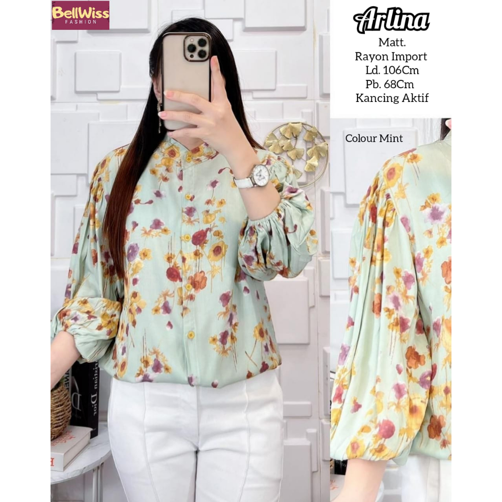 ARLINA BLOUSE / 30.9 / BAHAN RAYON PREMIUM / LD 106 CM / PB 68 CM / ALLSIZE JUMBO / FIT TO XL / BELLWIS