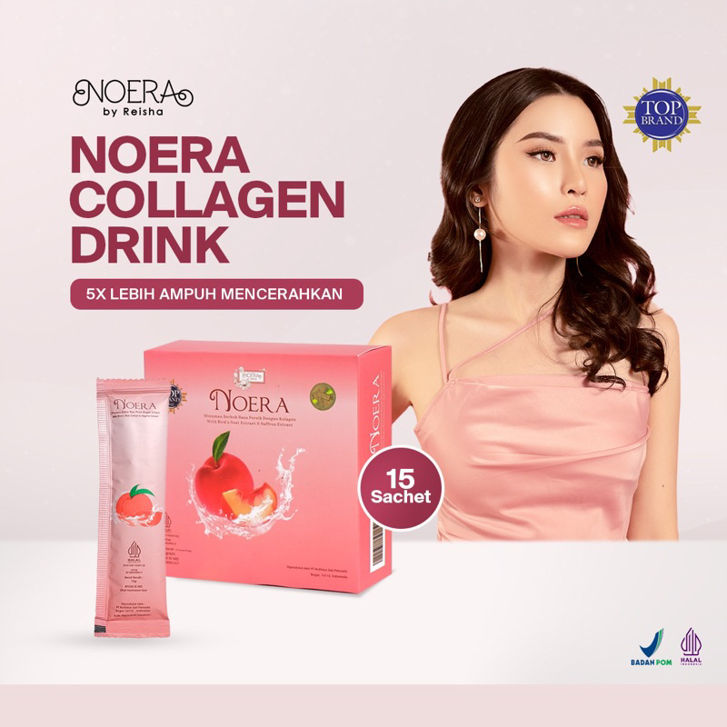 Noera Collagen Drink Peach With Birdnest and Saffron Extract | Minuman Pencerah Kulit with L-Glutathione | Collagen Beauty Drink