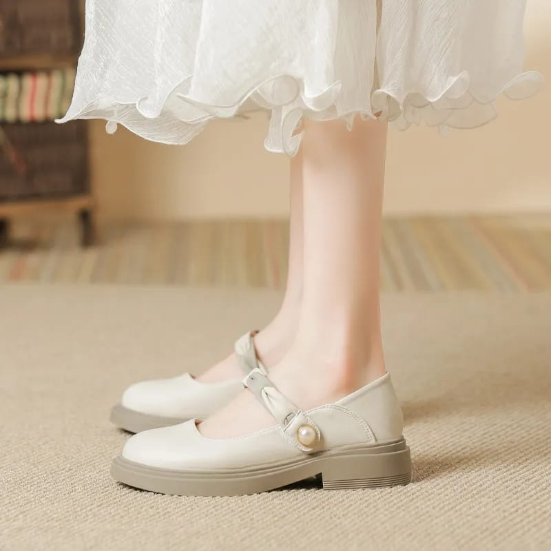 SEPATU MARY JANES KOREA '' KIARA '' SLIP ON GESPER MUTIARA GPR 0111