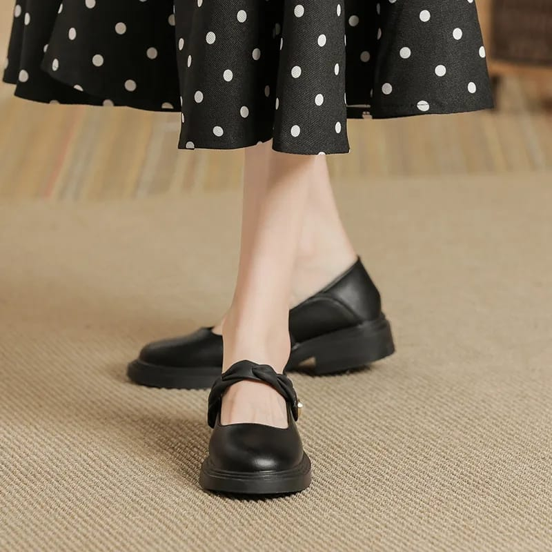 SEPATU MARY JANES KOREA '' KIARA '' SLIP ON GESPER MUTIARA GPR 0111