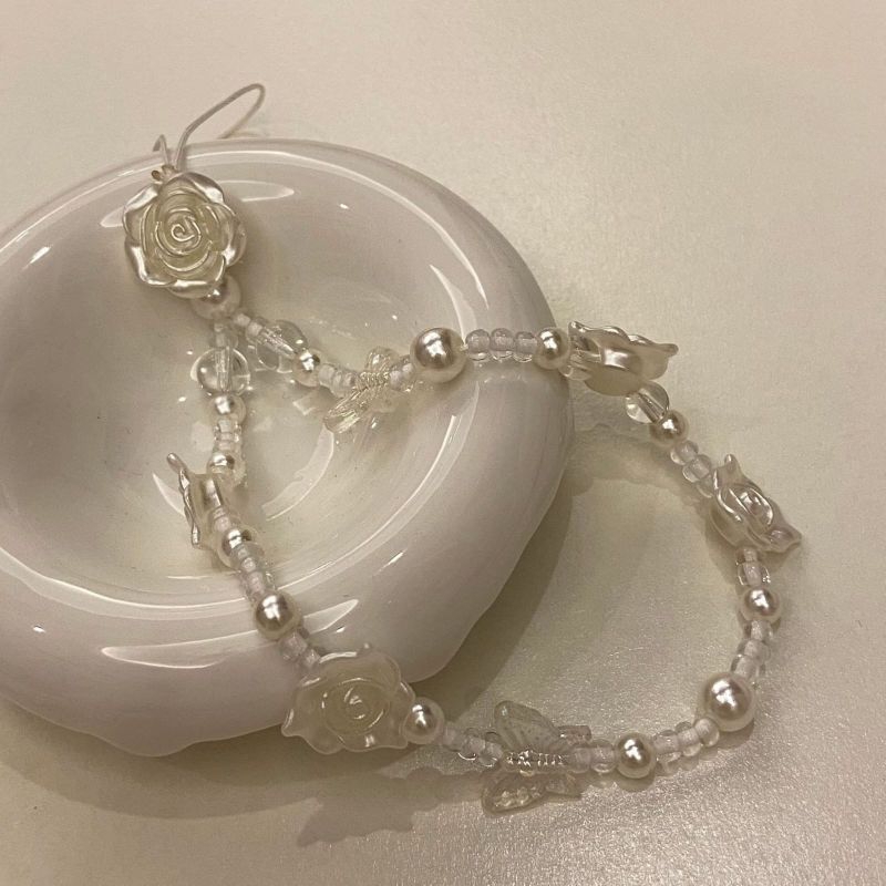 Gantungan Hp / Hiasan Manik Mutiara Mawar Elegant Classy