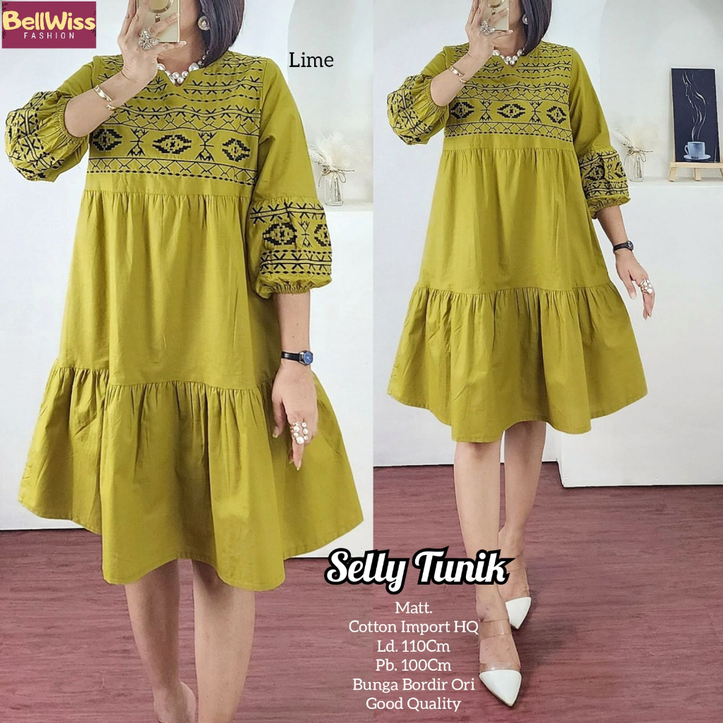 SELLY TUNIK / 12.7 / BAHAN KATUN PREMIUM / LD 110 CM / PB 100 CM / ALLSIZE JUMBO / FIT TO XXL / BELLWIS