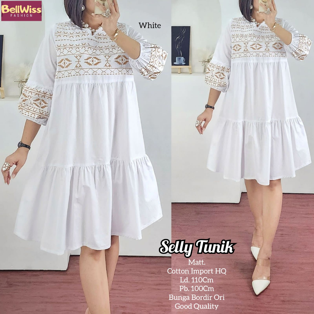 SELLY TUNIK / 12.7 / BAHAN KATUN PREMIUM / LD 110 CM / PB 100 CM / ALLSIZE JUMBO / FIT TO XXL / BELLWIS