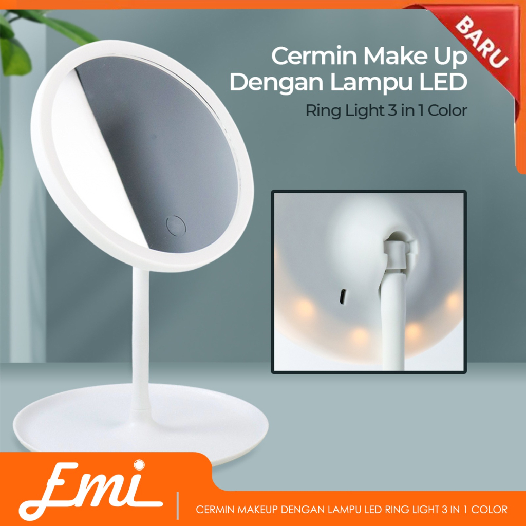 Cermin Makeup Lampu LED Ring Light 3in1 Color Makeup Mirror With Light