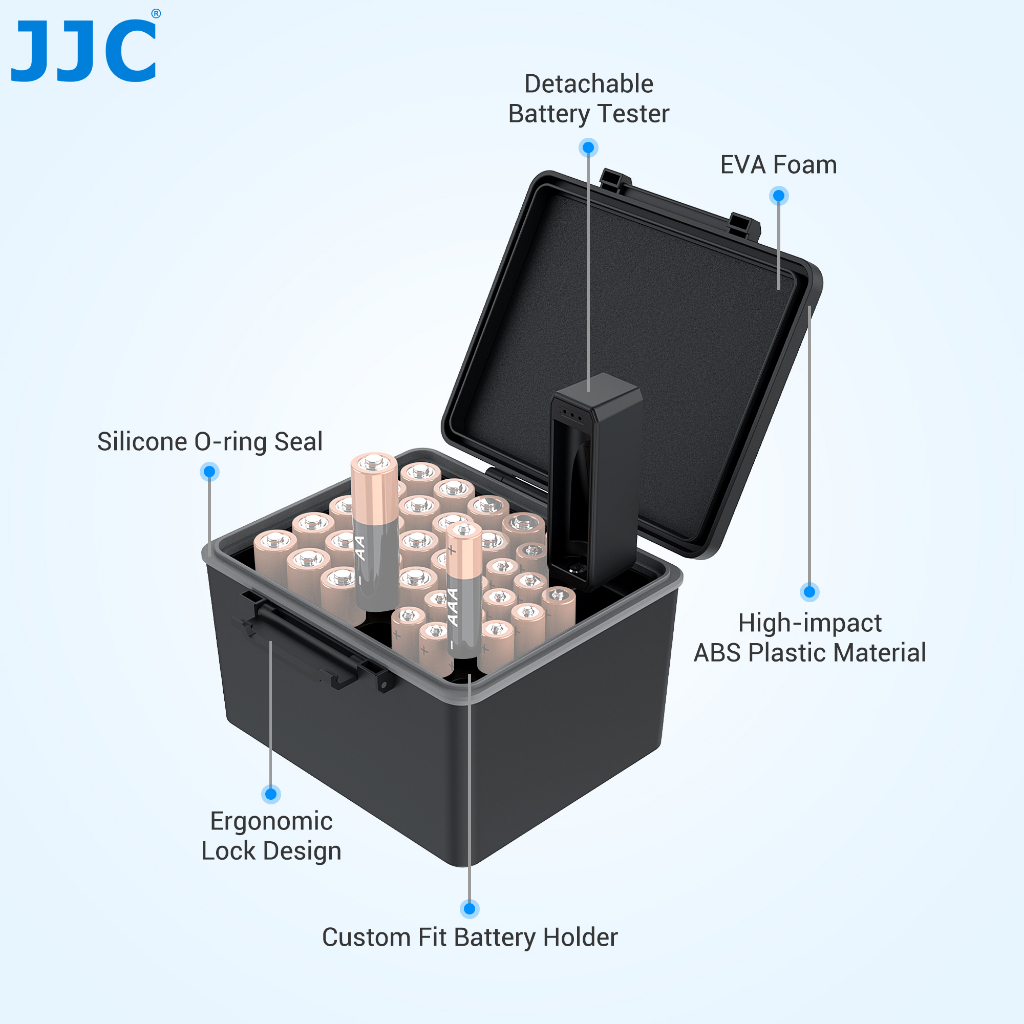 JJC Kotak Baterai 20 Slot AA 14 Slot AAA Battery Anti Static Eva Foam - JBC-34AK - Black