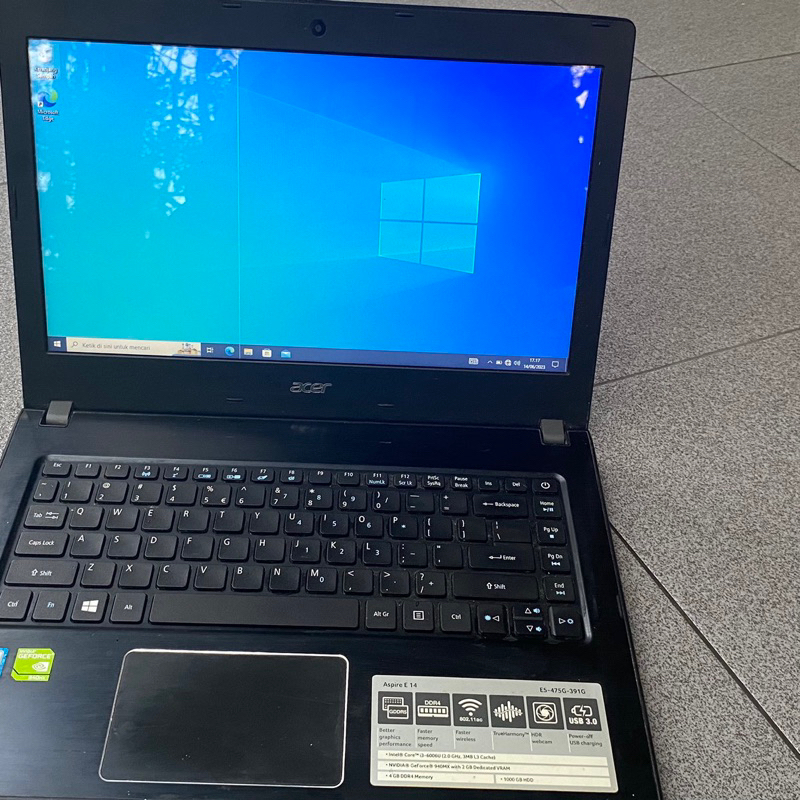 Acer Aspire E5 475G Nvidia intel i3 Nvidia Geforce 940MX