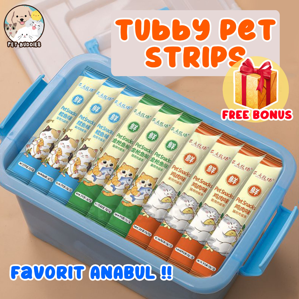 [BUY 10 FREE 3] Tubby Pet Strip Snack Makanan Kucing Wetfood