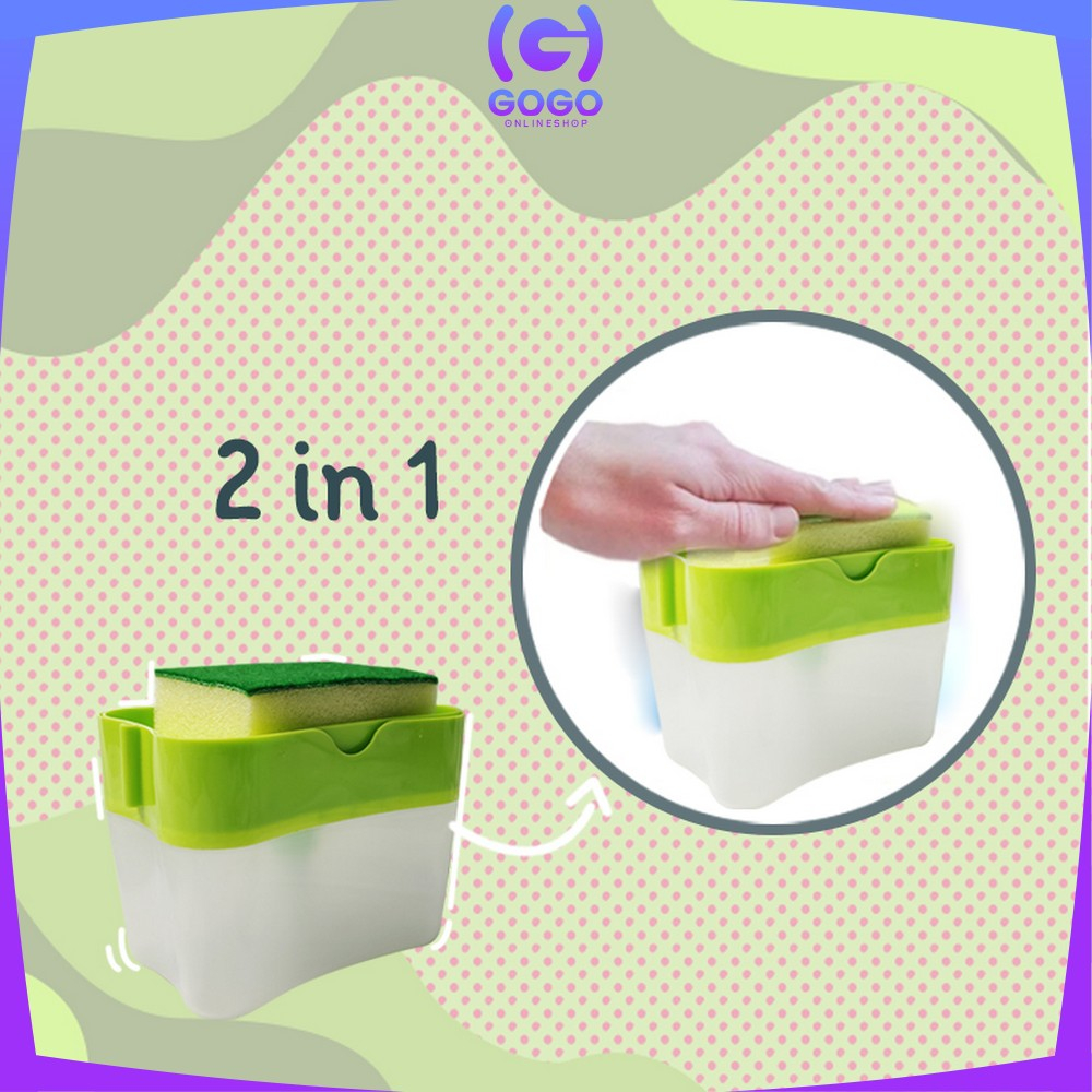 GOGO-C421 Dispenser Sabun &amp; Holder Spons Cuci Piring 2in1 / Dispenser Sabun Cuci Piring Busa / Tempat Sabun Cuci Piring Dispenser sabun Spon