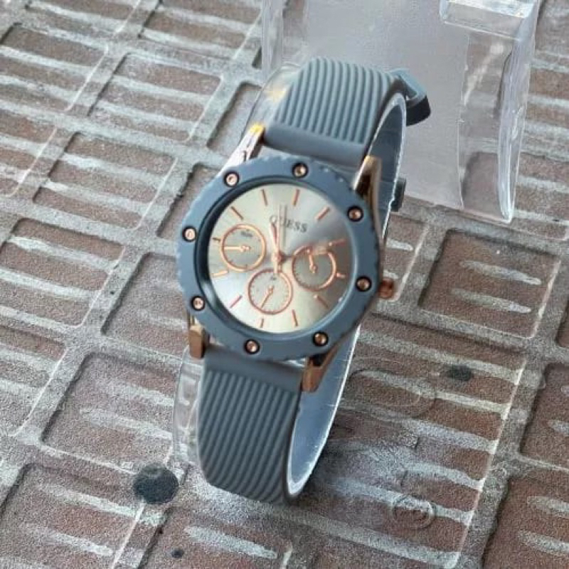 (Grosir Cod)Jam Tangan wanita Fashion Gues Crono3 Varisi Strap Rubber/Karet(Dikirim Jakarta)