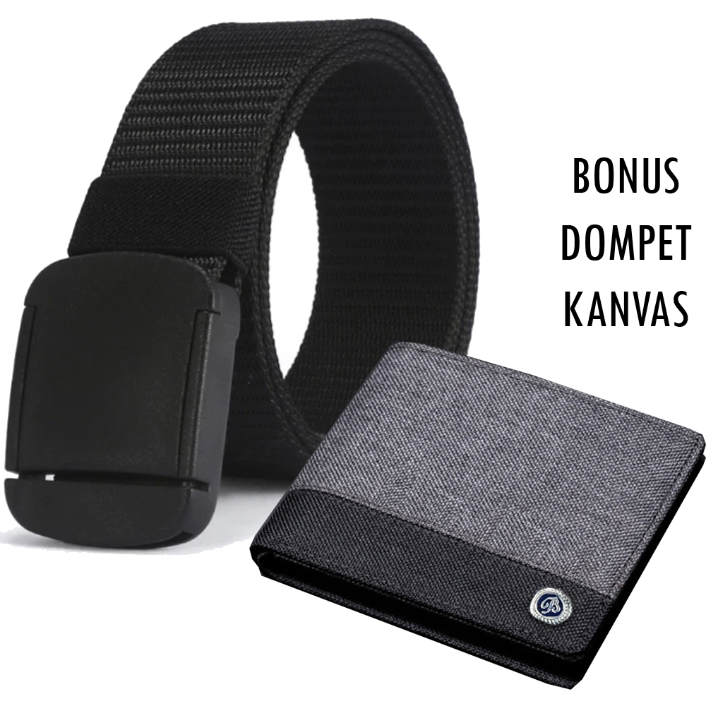 FREE DOMPET KANVAS !! Ikat Pinggang Pria Panjang 120cm Gesper Cowok Dewasa Sabuk Pinggang Men Belt Casual Anti XRay