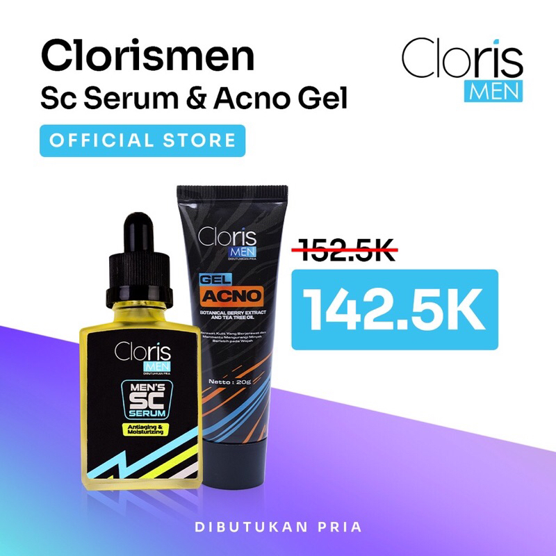 Clorismen Paket Serum SC + Acno Gel - Perawatan Wajah Pria Atasi Jerawat dan Bopeng