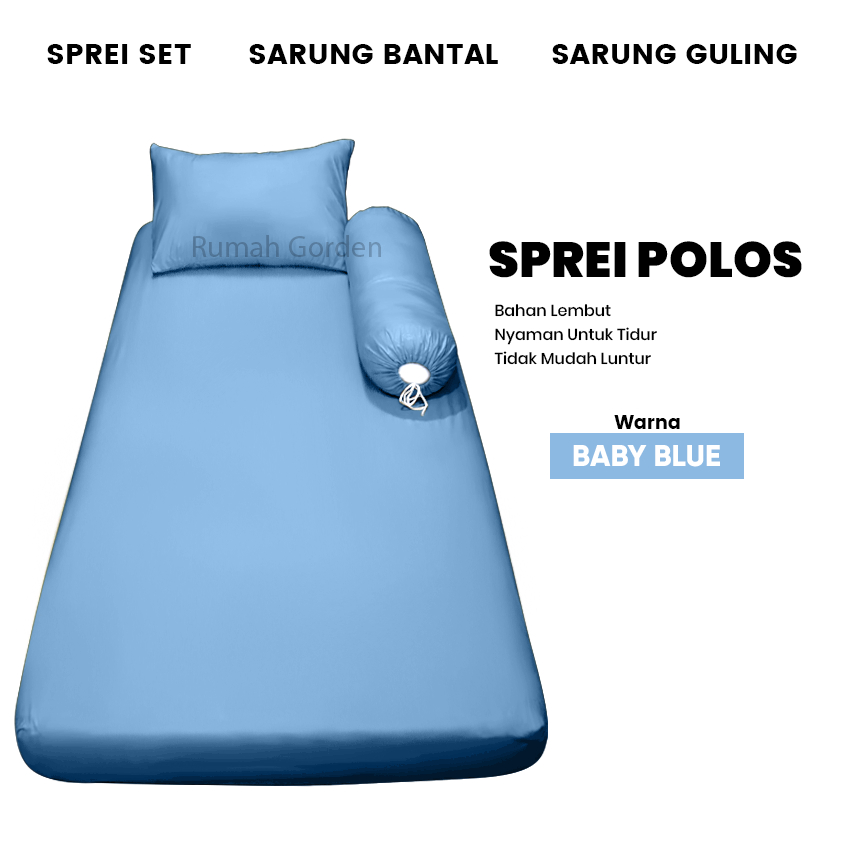 Sprei Polos No. 3 Sprei 120x200 Include Sarung Bantal Polos - Sudut Karet