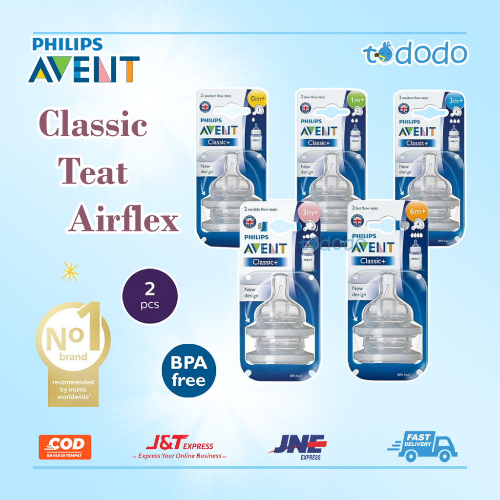 Avent Teat Fast Flow 4 H Normal Airflex - Nipple Dot Classic 6+ Isi 2 SCF634/27