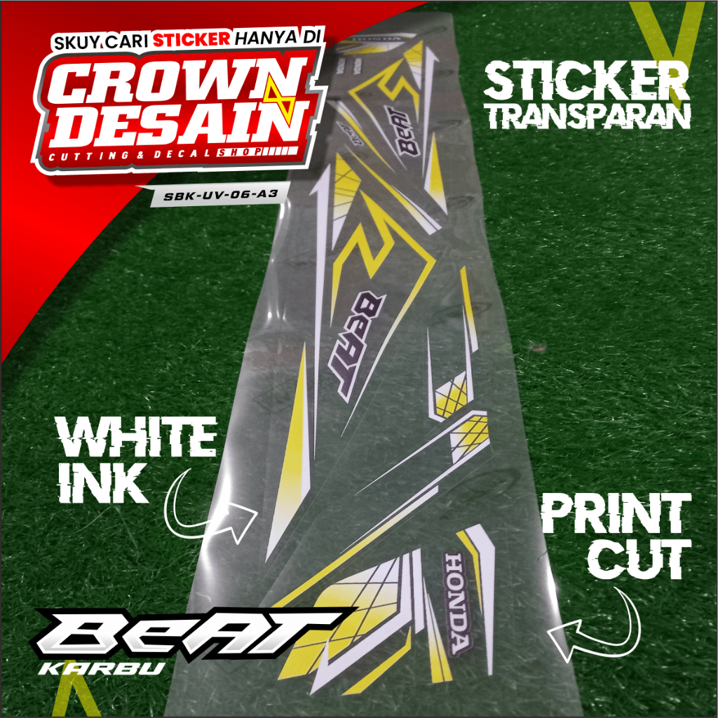 Striping UV Beat Karbu Variasi Transparan Stiker Striping Beat Karbu Old List Racing Simpel - SBK-UV
