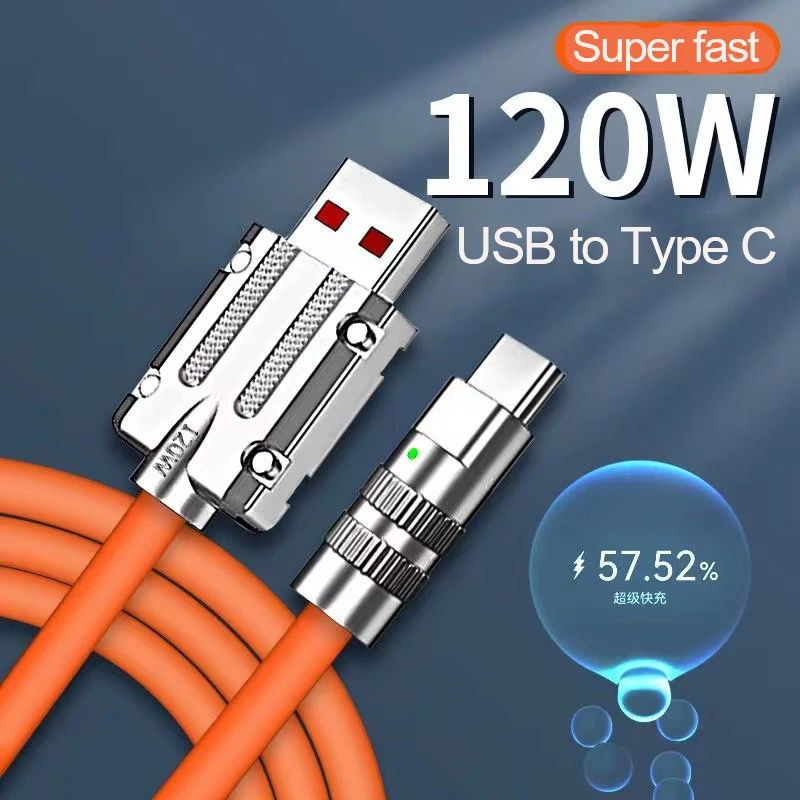 Kabel Data Super Fast Charging 120W 6A Micro Usb / Type C Kabel Charger Silion Super Cepat