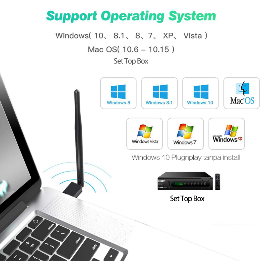 USB Wifi 300 Mbps Wifi Antena Wireless Adaptor Penangkap sinyal wifi Laptop dan PC computer STB Set Top Box MT7601