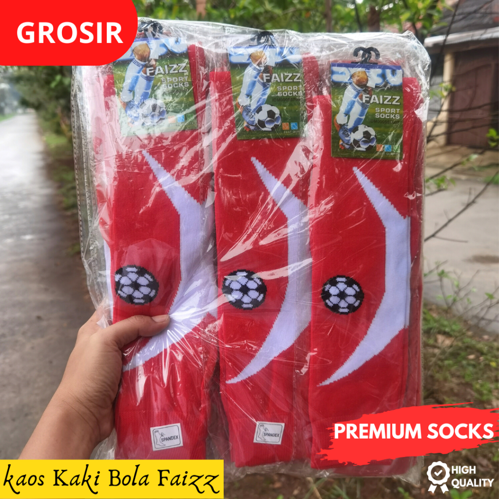 1 LUSIN KAOS KAKI BOLA WARNA MERAH DEWASA PANJANG MOTIF PREMIUM FAIZZ SOCK - GROSIR 1 LUSIN KAOS KAKI SEPAK BOLA MERAH TEBAL- KAOS KAKI PANJANG SEPAK BOLA TEBAL WARNA MERAH / FUTSAL / KAOS KAKI BOLA PANJANG - KAOS KAKI PRIA PANJANG / KAOS KAKI BOLA DEWASA