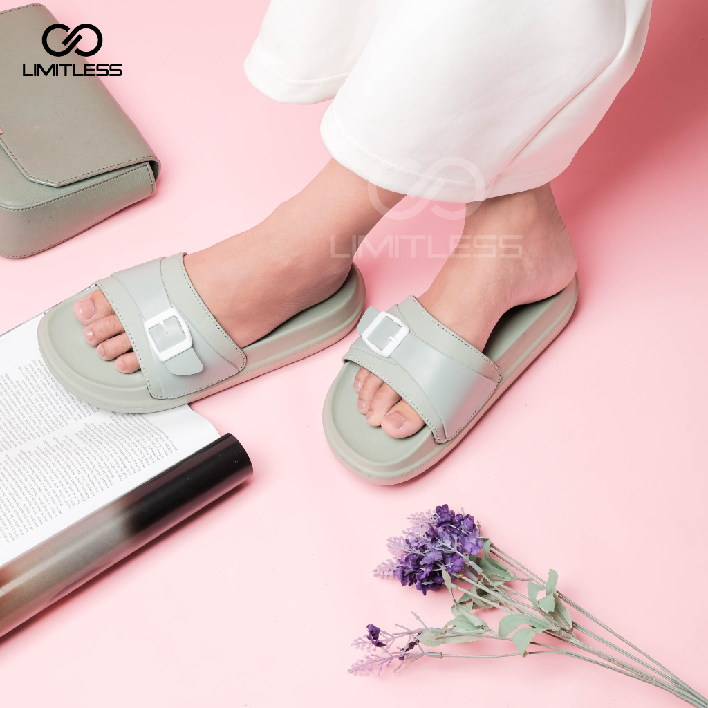 Sandal Slop Wanita RUBY Korean Style Sendal Cewek Slip On Terbaru Sol Tebal Casual Wedges Selop Rumah Wanita RIngan EMpuk