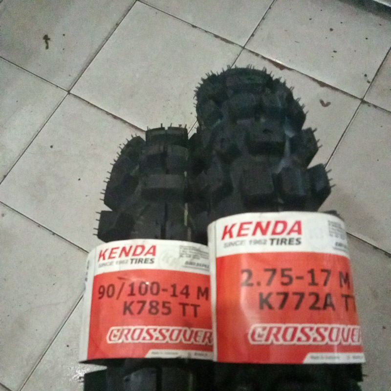 ban cross kenda ring 14/17 sepasang depan dan belakang ukuran 90-100/14 dan 275/17