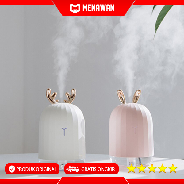 Lovely Deer Cute Mini Ultrasonic Air Humidifier Aroma Therapy Diffuser Pelembab Udara Model Rusa Original