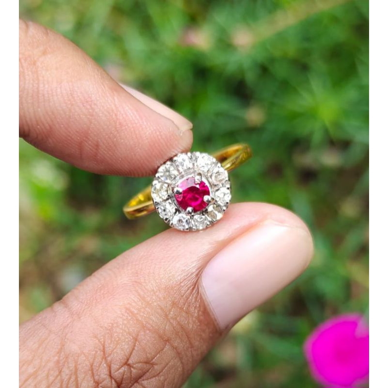 cincin emas berlian batu merah ruby free memo