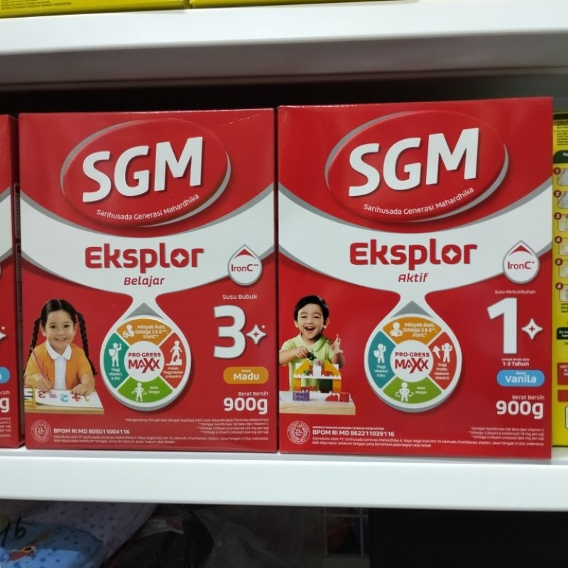 SGM Eksplor Aktif 1+/3+/0-6/6-12 Pro-GressMaxx Susu Pertumbuhan Madu 900 gr