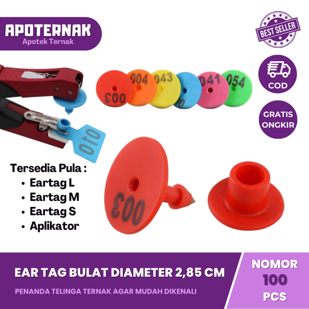 EAR TAG BULAT (Isi 100 Pcs) | Round Eartag | Eartag Kambing | Ear Tag Domba | Ear Tag Babi | Ear Tag Kelinci