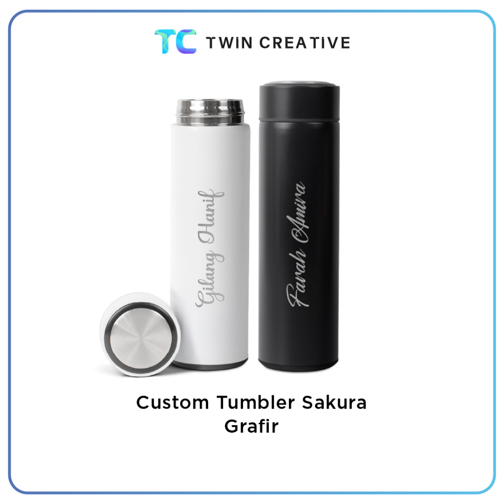 Tumbler Sakura Termos Stainless 500ml Custom Nama - Tumbler Sakura Grafir