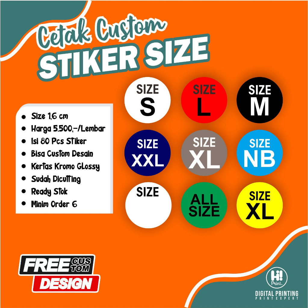 

Stiker Size Baju Bulat