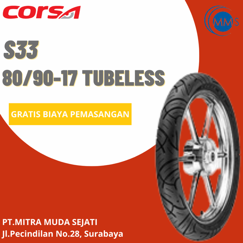 BAN MOTOR CORSA 80/90-17 S33 TUBELESS
