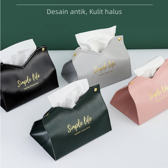 Kotak tisu/kotak tisu PU/Kotak Tisu Premium Kulit Tissue Box/Tempat tisu berbahan kulit sintetis lembut