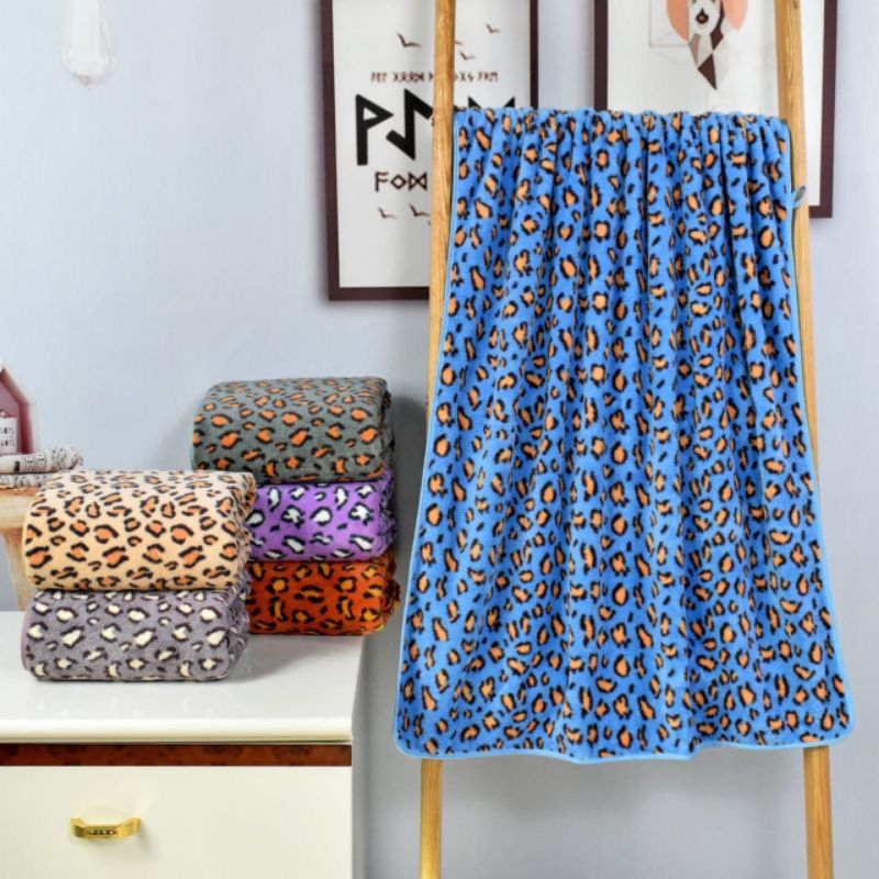 TOWEL I HANDUK MANDI DEWASA MICROFIBER 70 X 140 MOTIF LEOPARD / MACAN I TOWEL I HANDUK MANDI